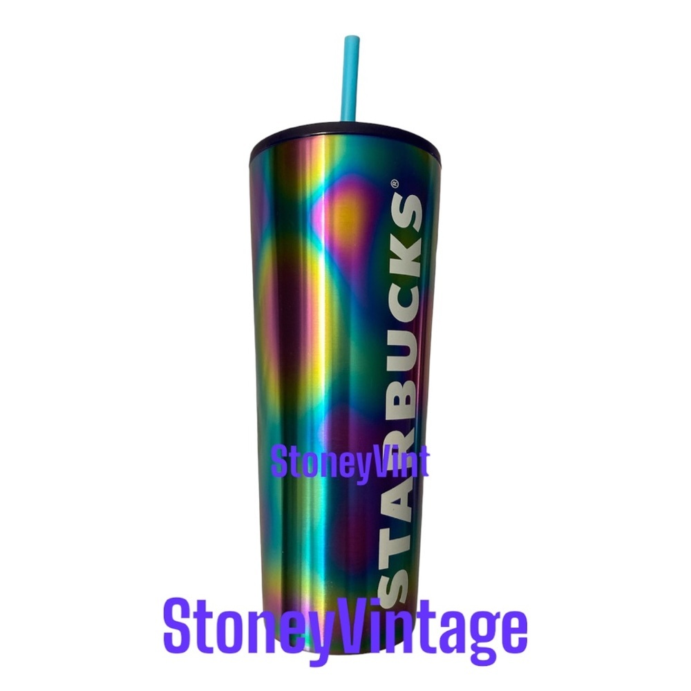 3/$45 Starbucks Iridescent Rainbow Marbled Oil Slick Stainless Steel Venti 24oz